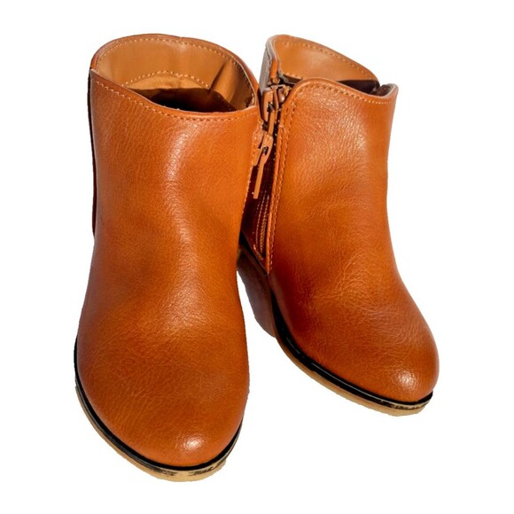 Cat & Jack Girls Brown Faux Leather Zip Up Fashion Ankle Boots Toddler-US Size 7 - Picture 3 of 6